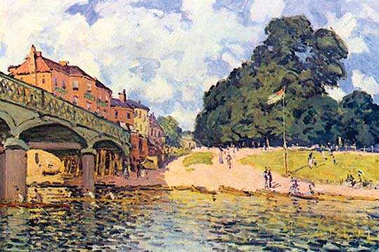 Buyenlarge Bridge On Hampton Court by Alfred Sisley Print